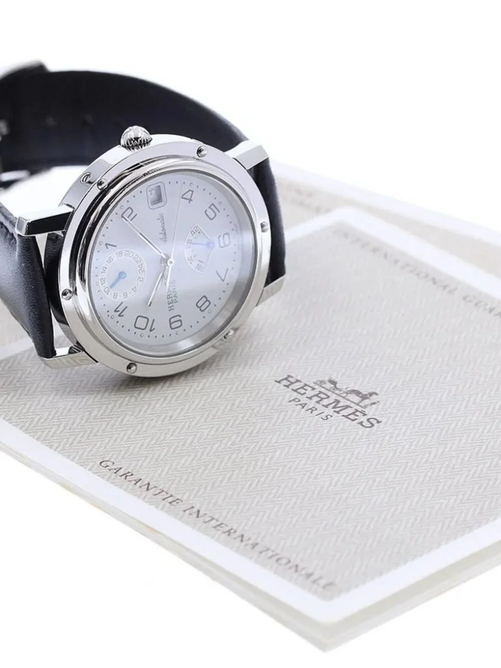 HERMES Clipper CL5.710 Power reserve GMT white Dial Automatic Men's Watch_967628